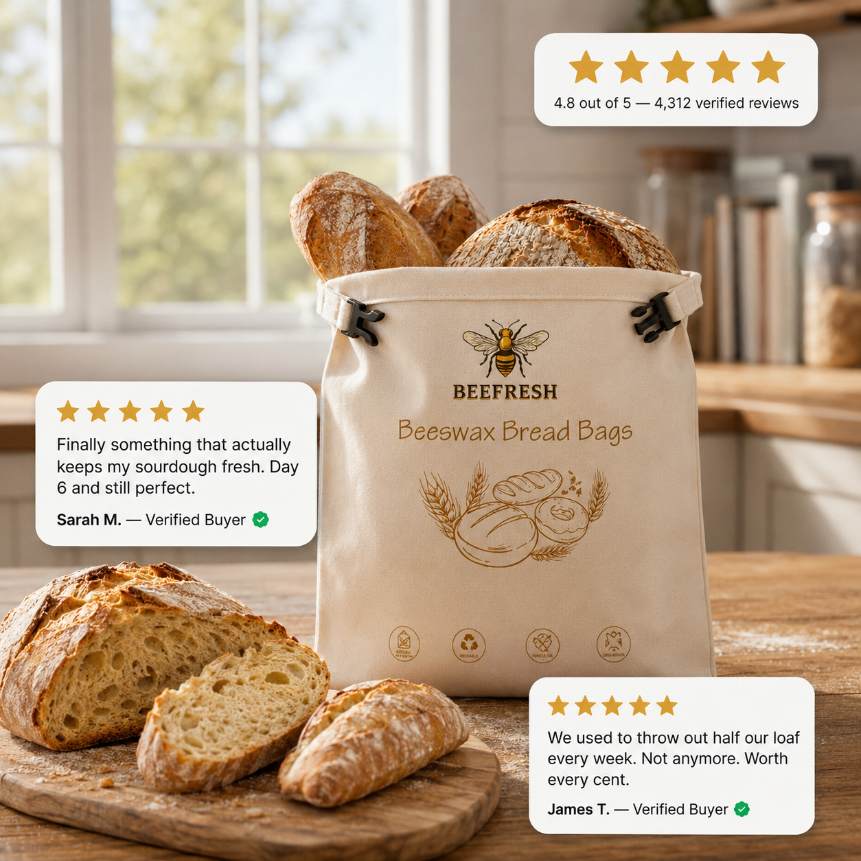 BeeFresh™ Beeswax Bread Bags